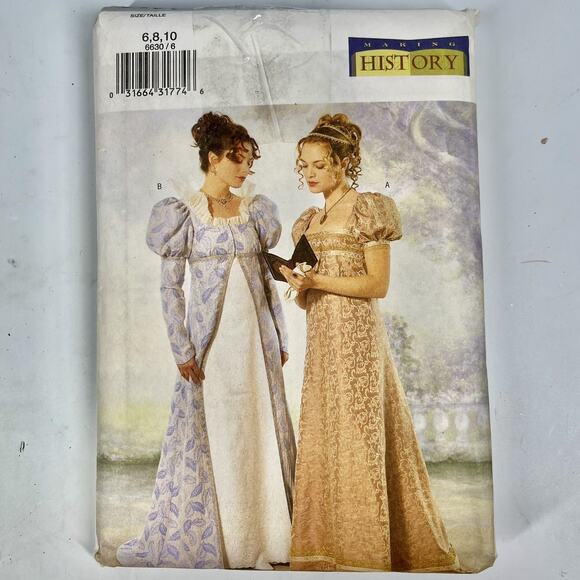 Butterick Pattern 6630 Edwardian Historic Dress Costume Size 6, 8, 10 Uncut - Picture 1 of 3